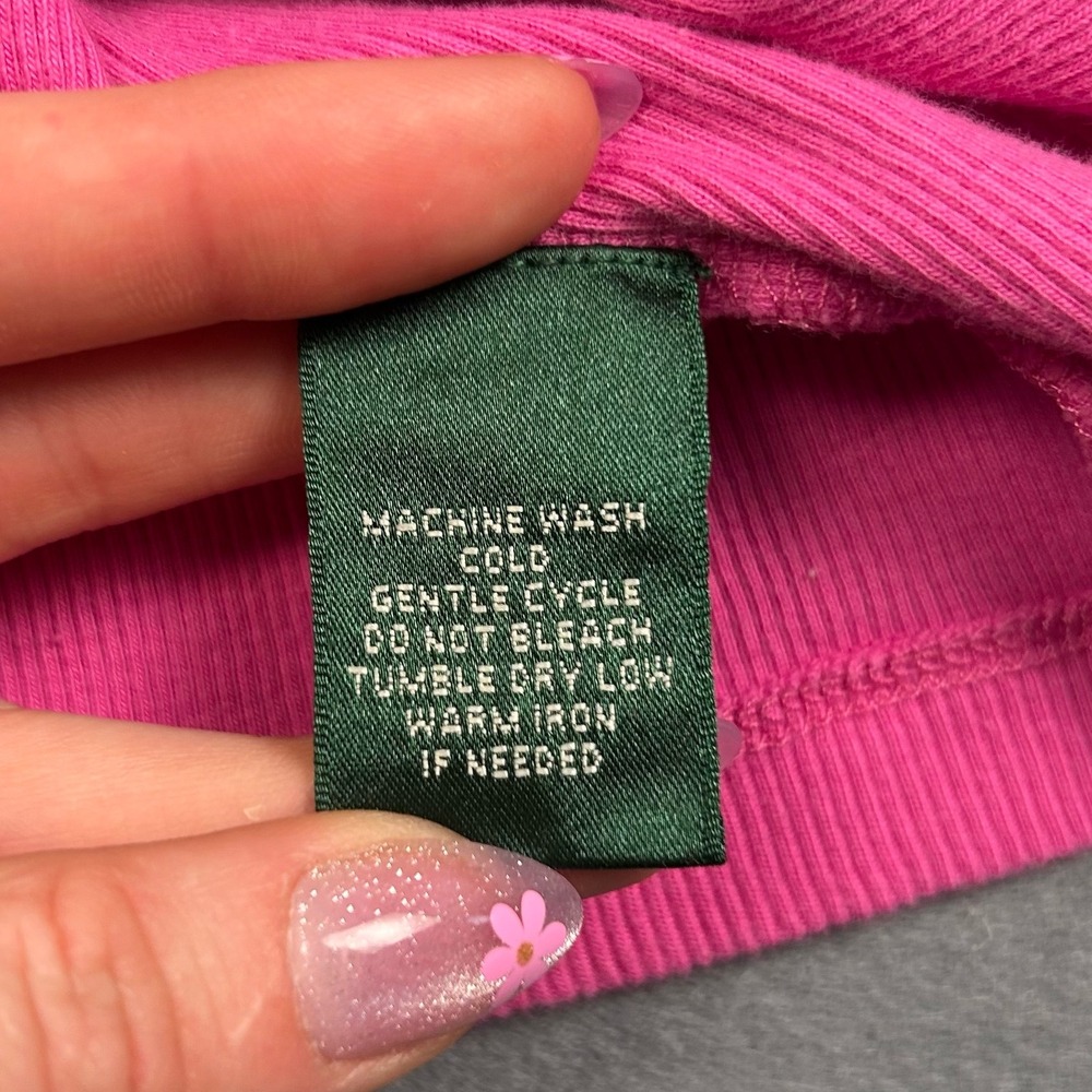 Lauren Ralph Lauren Y2K Tank Top Ribbed Ruffle Hot Pink Women's Small Preppy - Picture 5 of 8